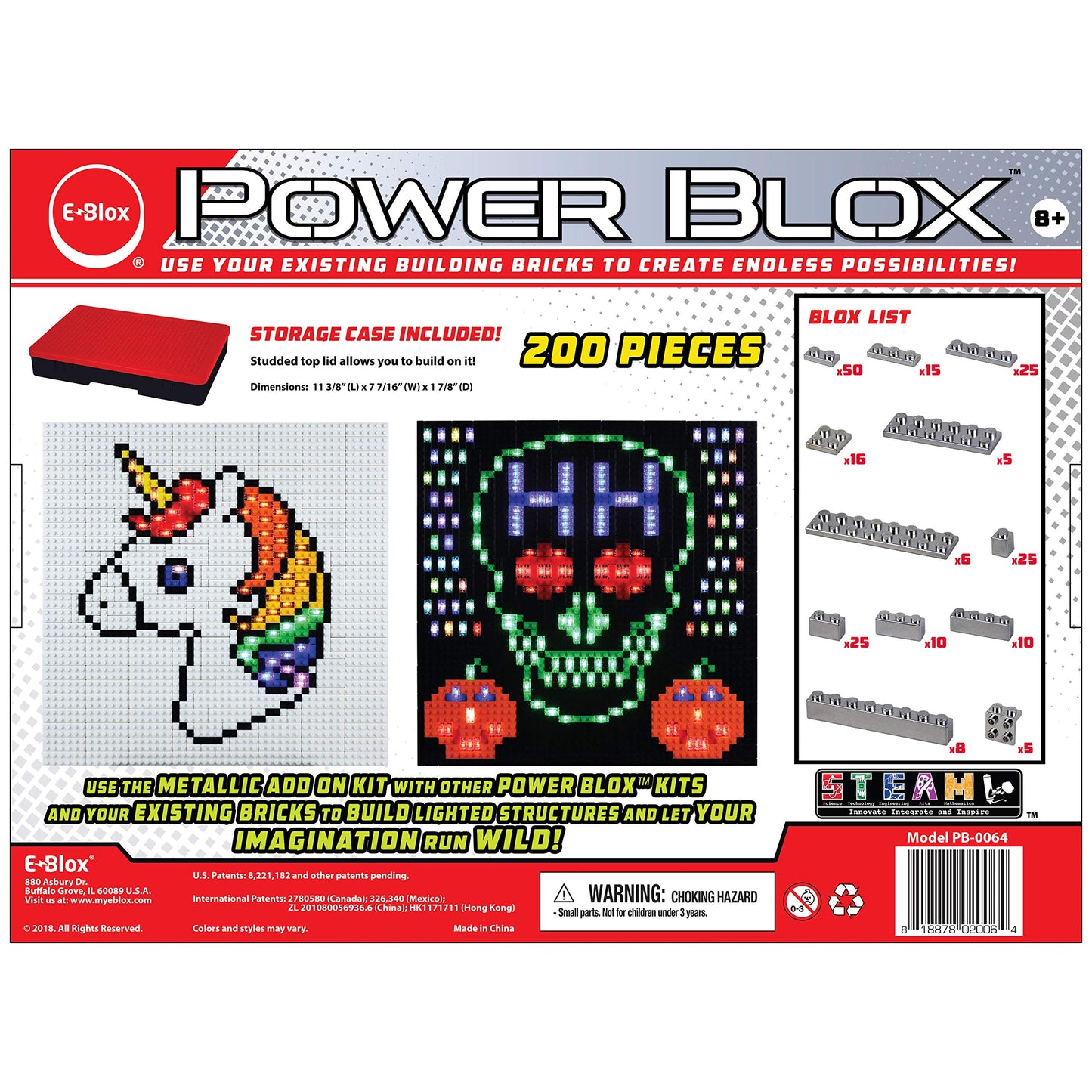 E-Blox Power Blox Builder - Metallic Add-ons Kit - Light-Up Building Blocks Toys Set for Kids Ages 8+