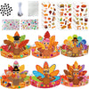 EUVBOKW 24 Pack Thanksgiving DIY Turkey Headband Craft Kit-Create Your Own Fall Paper Crown Hats , Gems,Googly Eyes for Party and Holiday Activity