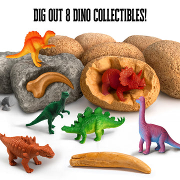 Thames & Kosmos I Dig It! Dinos - Dinosaur Eggs Excavations | 8 Dig-Out Kits, Unearth Dinosaur Figurines, a T. Rex Claw & Tooth Replica, Includes
