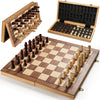 Magnetic Chess Set for Adults & Kids, 15.4 inch Wooden Folding Chess Boards, Handcrafted Portable Travel Chess Game with Pieces Storage Slots, 2 Extra