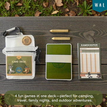 Take Cover 4-in-1 Outdoor Card Deck Game, Waterproof Playing Cards with Case & Carabiner, Camping Travel Card Game with Shelter Tips, Family Game