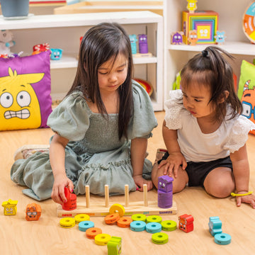 Open The Joy Emotions Stacking Rings - 30pc Rainbow Stacking Toy for Toddlers, Baby Sensory Learning Toy, Fine Motor Skill Development - Montessori