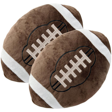 GiftExpress 2-Pack Football Plush Pillow, 12” Soft Stuffed Throw Cushion with Embroidered Laces, Brown/White Football?Shaped Décor for Game Day, Kids’