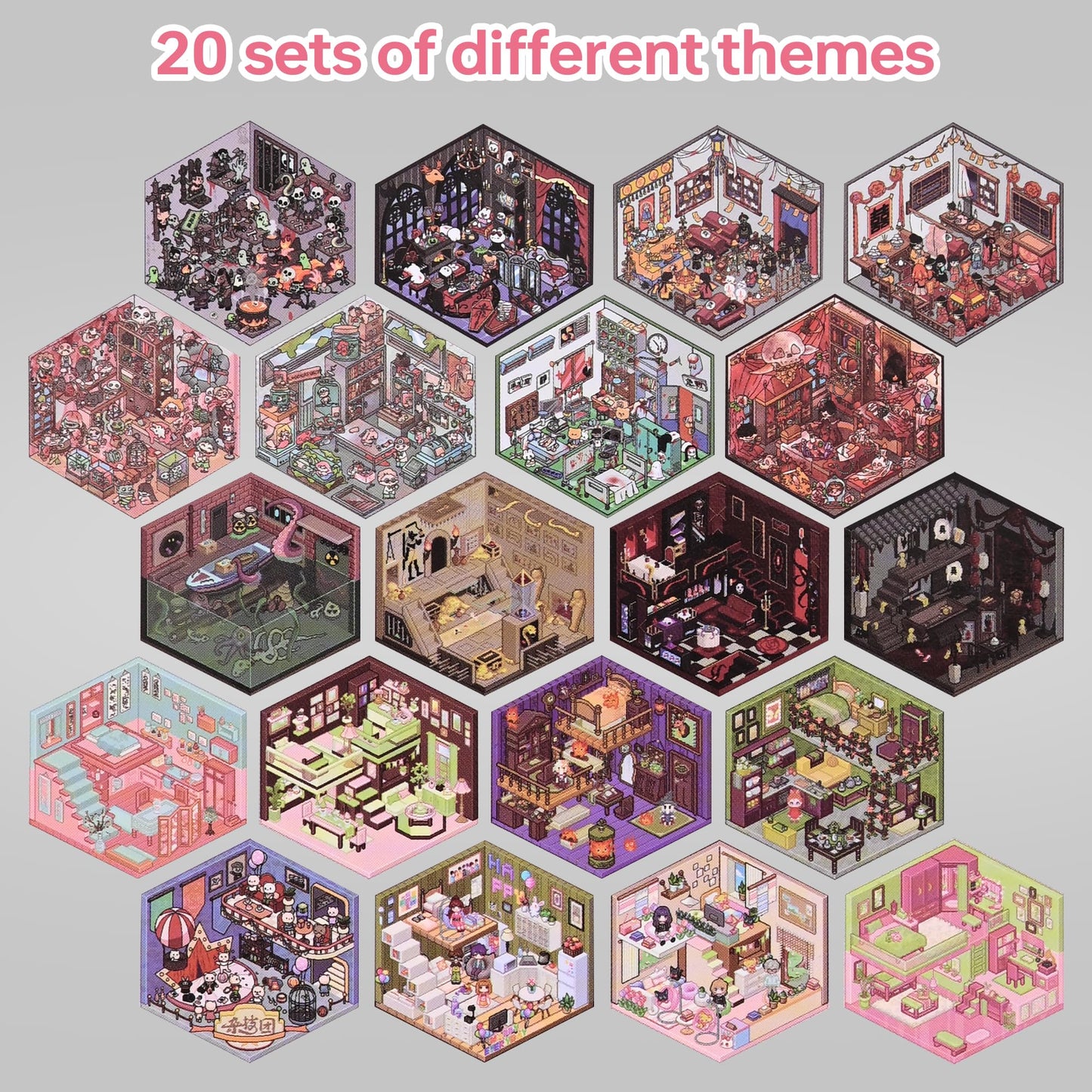 BESKIT 2 Books 3D Scene Stickers, 40 Sets DIY Stickers Scene for Relaxing Pass The Time, Make Your Own Cute Sticker Scenes Book (Style1)