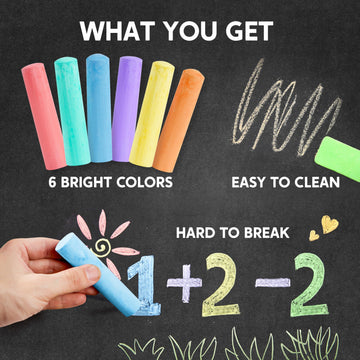 JOYIN 24 PCS Washable Sidewalk Chalks Set Non-Toxic Jumbo Chalk for Schools, Outdoor Art Play, Paint on Chalkboard, Blackboard and Playground (6