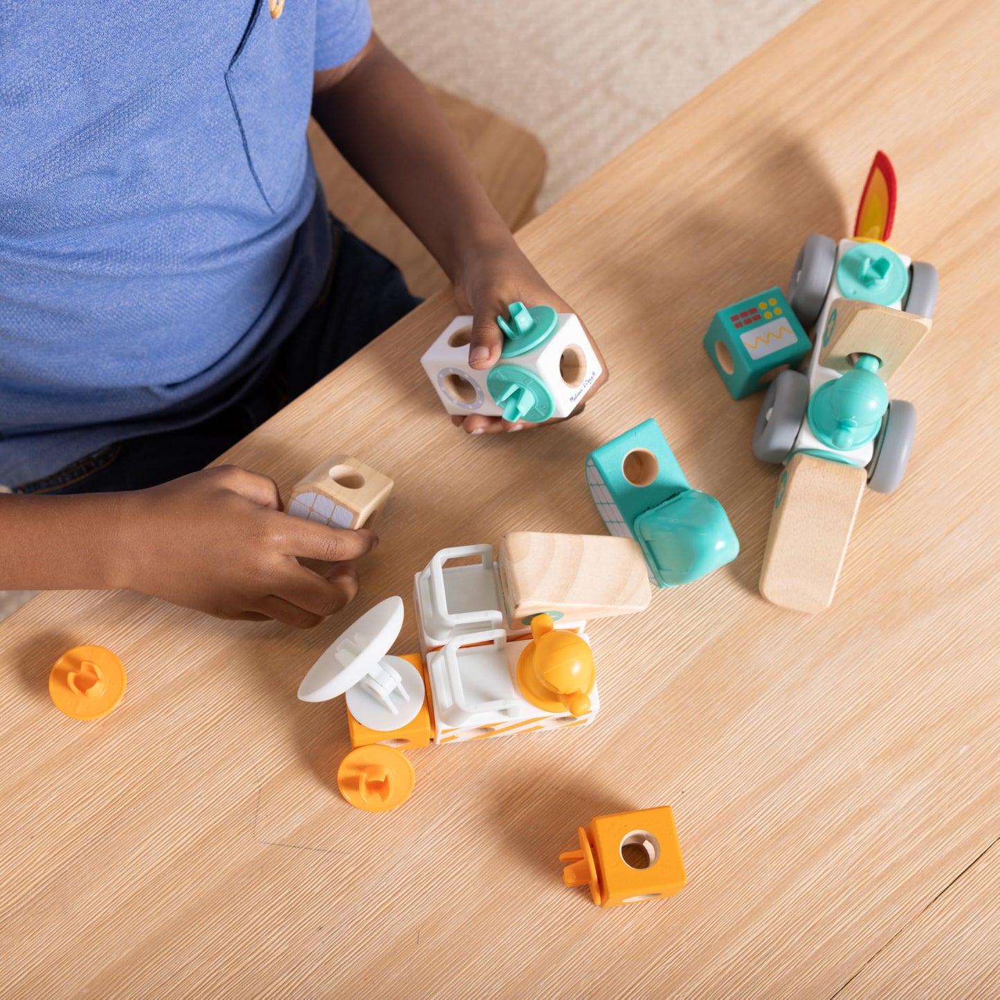 Melissa & Doug Blockables Space Wooden Building Blocks Connectable Toy