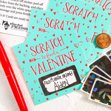 Palmer Street Press Valentine Scratch Off Cards - Set of 18 Scratch Off Valentines & Scratch Off Hologram Stickers - DIY Valentines Scratch Off Cards
