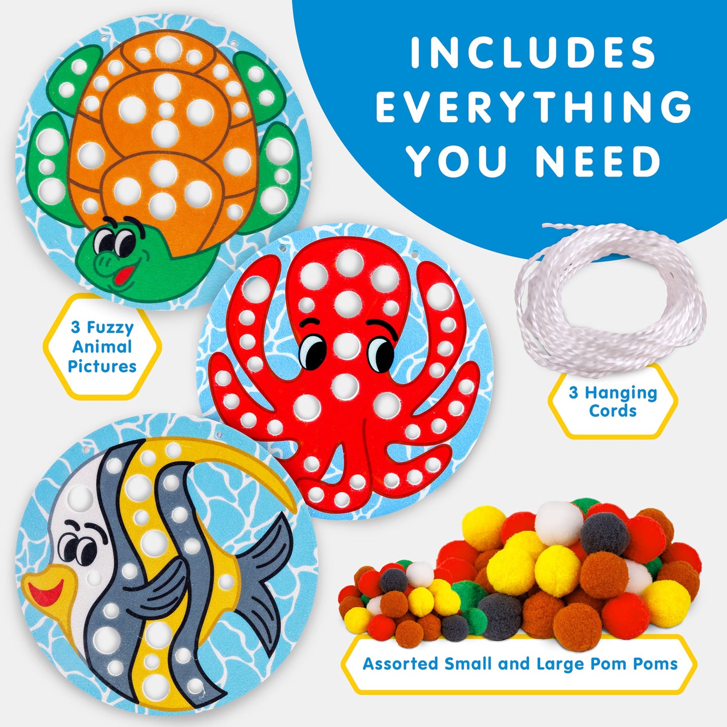 National Geographic Kids Pom Poms Arts and Crafts Kit - Pom Pom Animals Toddler Craft Kit, Preschool Art, Toddler Crafts Ages 3-5, Crafts for Toddlers