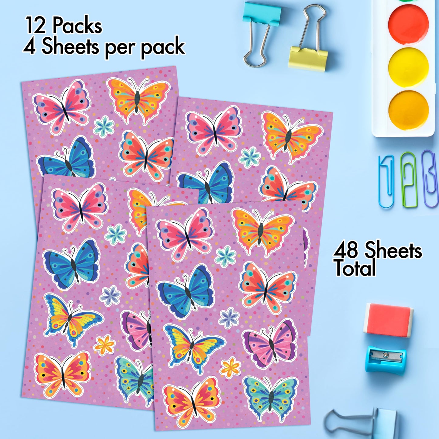 Designer Greetings 528 PCS Butterfly Stickers - Perfect for School