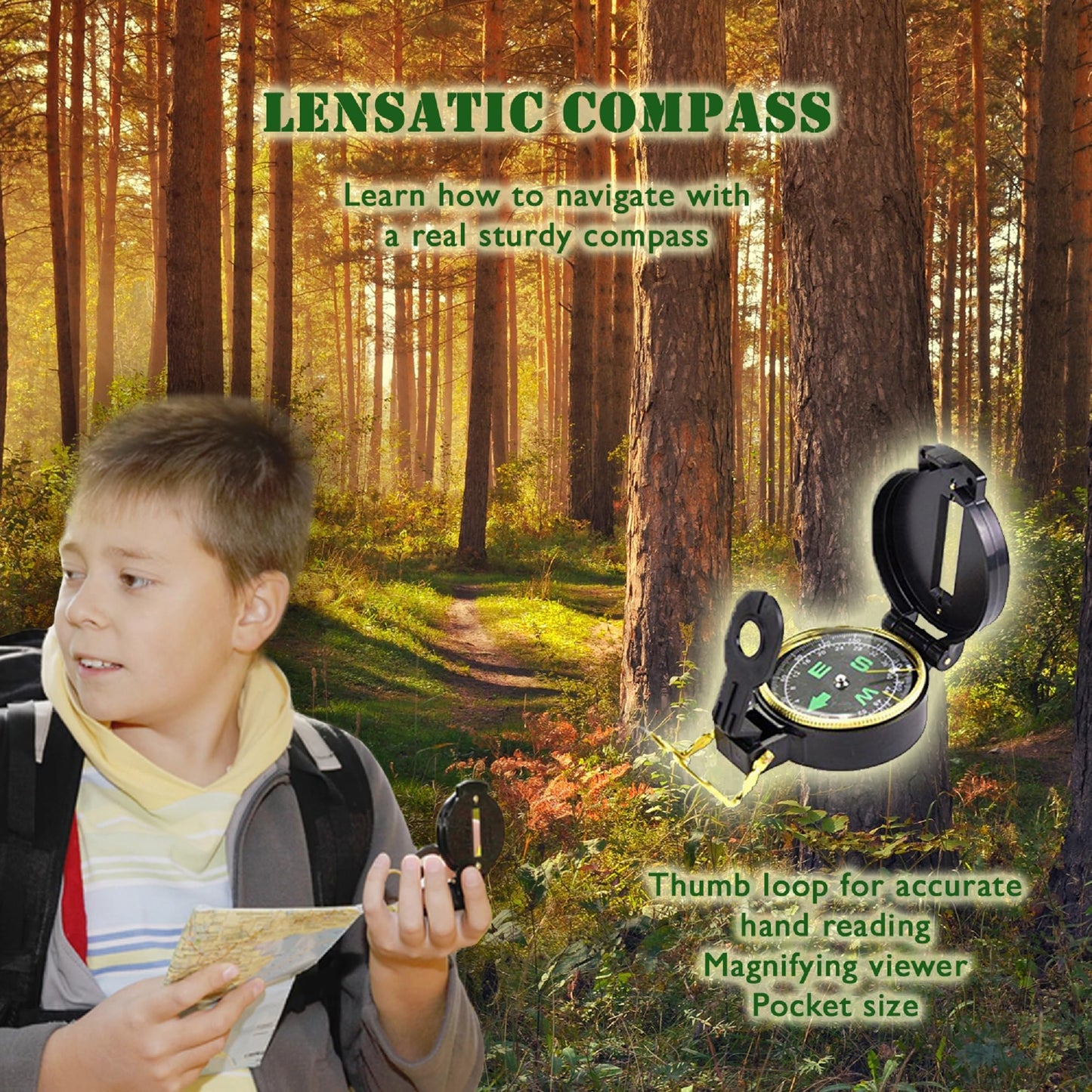 Ezzo Outdoor Adventure Kit for Kids - Walkie-Talkies & Pretend Play Gear - Camouflage Camping, Safari, Hunting Set - Backyard Explorer Toys for Boys