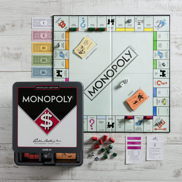 Monopoly Nostalgia Edition Board Game in Collectible Tin by WS Game Company - Vintage Style Property Trading Board Games for Ages 8+