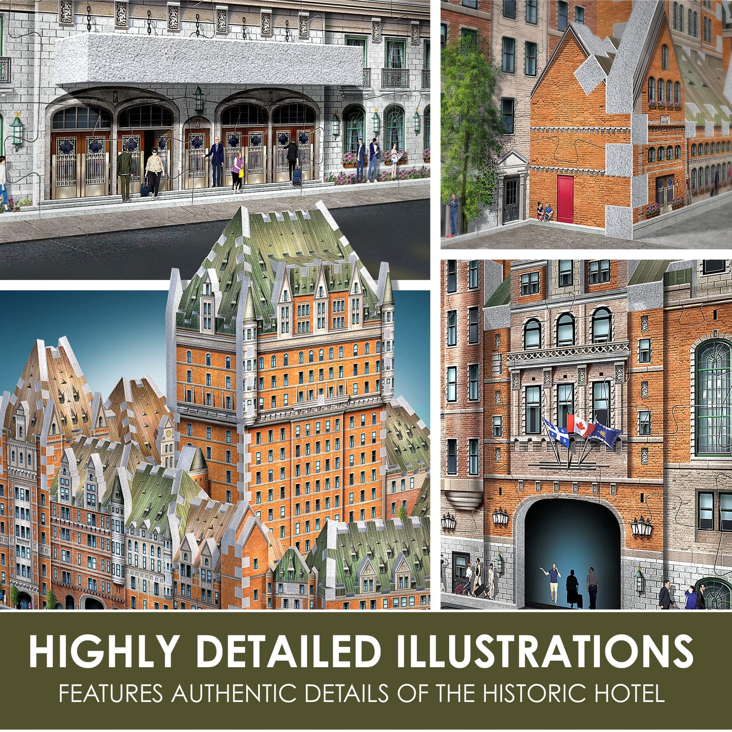 Wrebbit3D Château Frontenac 3D Puzzle | 865 Jigsaw Puzzle Pieces | Castles and Cathedrals Collection