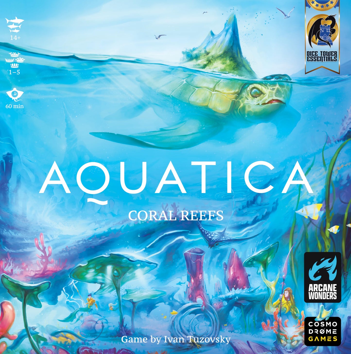 Arcane Wonders Aquatica Coral Reef Expansion Board Card Game - New Underwater Creatures Encounters - 1 to 5 Players Ages 14+ 60 Minutes - Enhance Your
