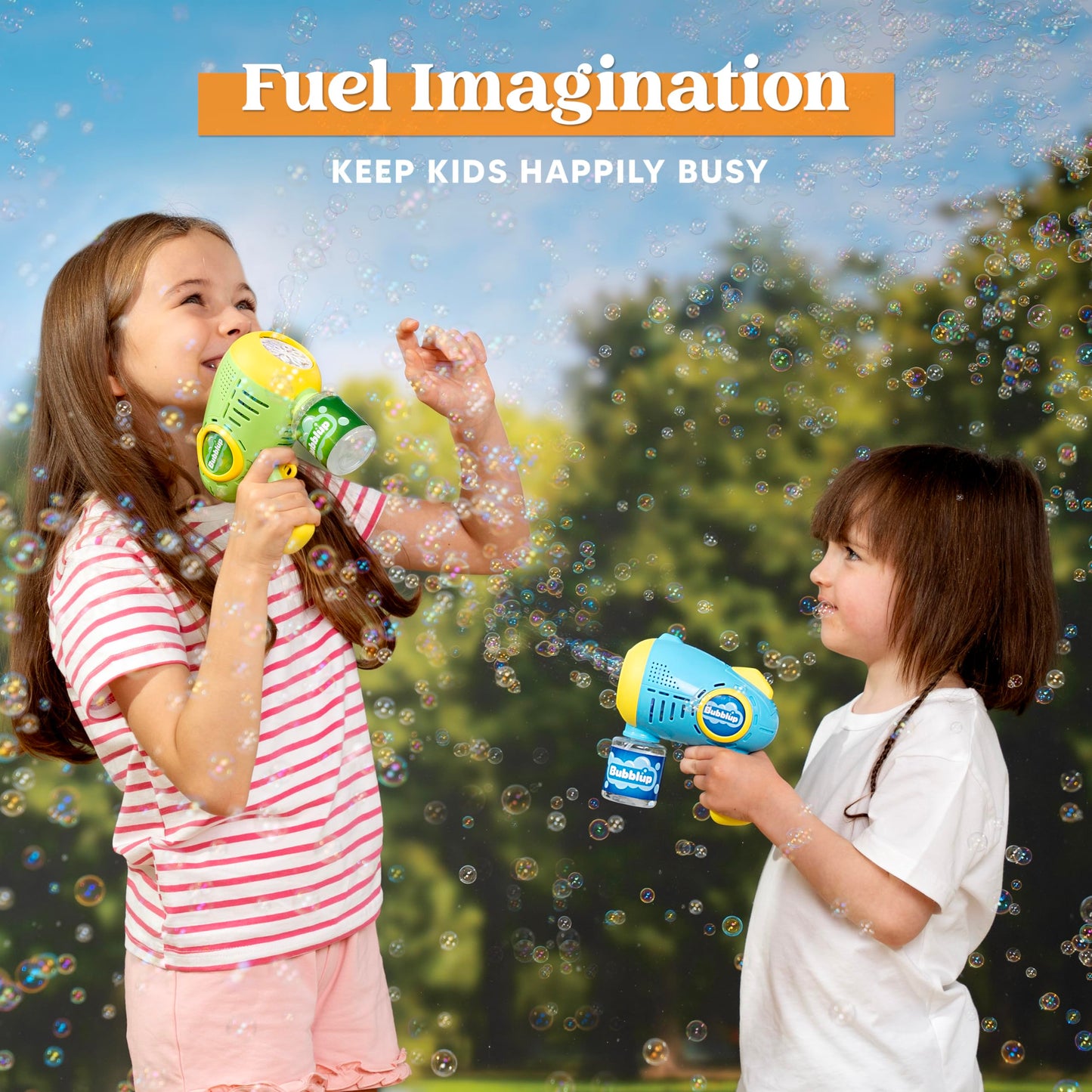 JOYIN 2 Kids Bubble Guns with 4 Bottles Solution, Automatic Bubble Machine Gun with 8 Holes for Kids, Adults, Summer Toys, Easter Basket Stuffers