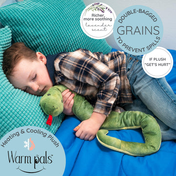 1i4 Group Sammy the Snake - Microwavable & Weighted Plush Stuffed Animal - Heated Plushie for Warmth - Cute, Soft, Cozy Toy for Adults & Children