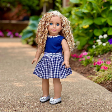 Saturday Afternoon - Navy Blue Dress - Clothes Fits 18 Inch Doll (Shoes Sold Separately) (Doll Not Included)