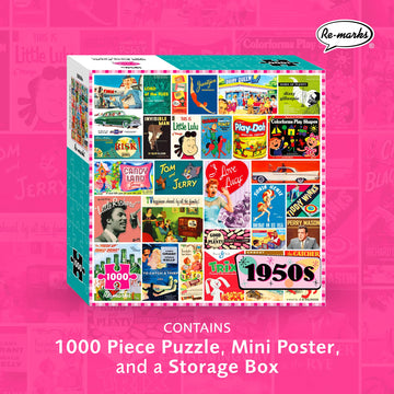 Re-Marks 1950s Pop Culture Puzzle, 1000-Piece Puzzle for All Ages, Family Jigsaw Puzzle