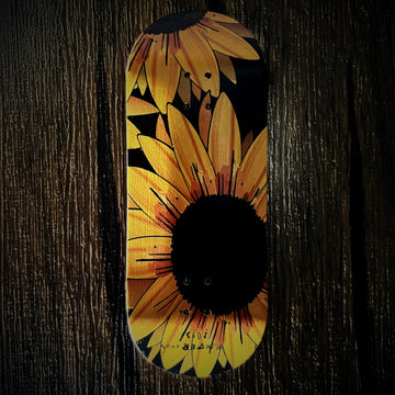 Noahwood Handmade Fingerboard Deck 97x35.5mm 6-Layer Color Maple Pro Deep Concave Creative Design Mini Skateboard (Sunflower)