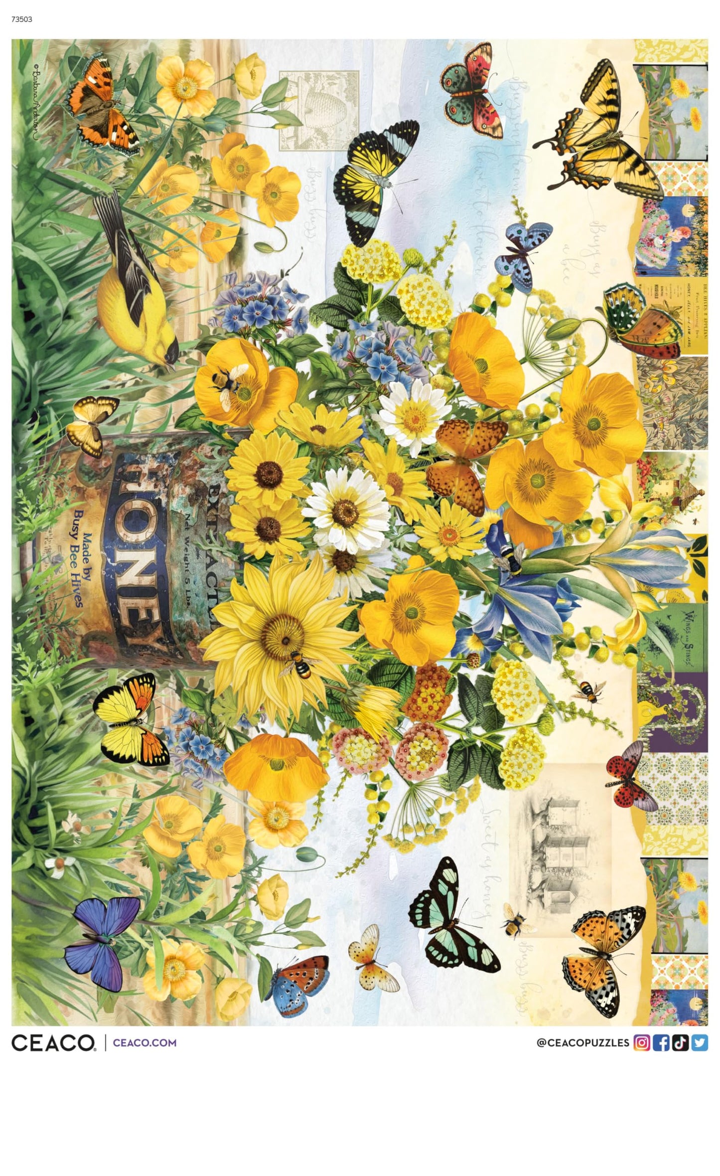 Ceaco - Honey Bee Floral - 500 Piece Jigsaw Puzzle for Adults
