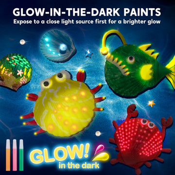 Klever Kits 12 Glow in The Dark Sea Shell Painting Kit-Arts & Crafts for Boys and Girls Ages 6-12, Art Supplies, Kids Craft Paint Kits, Creative Art