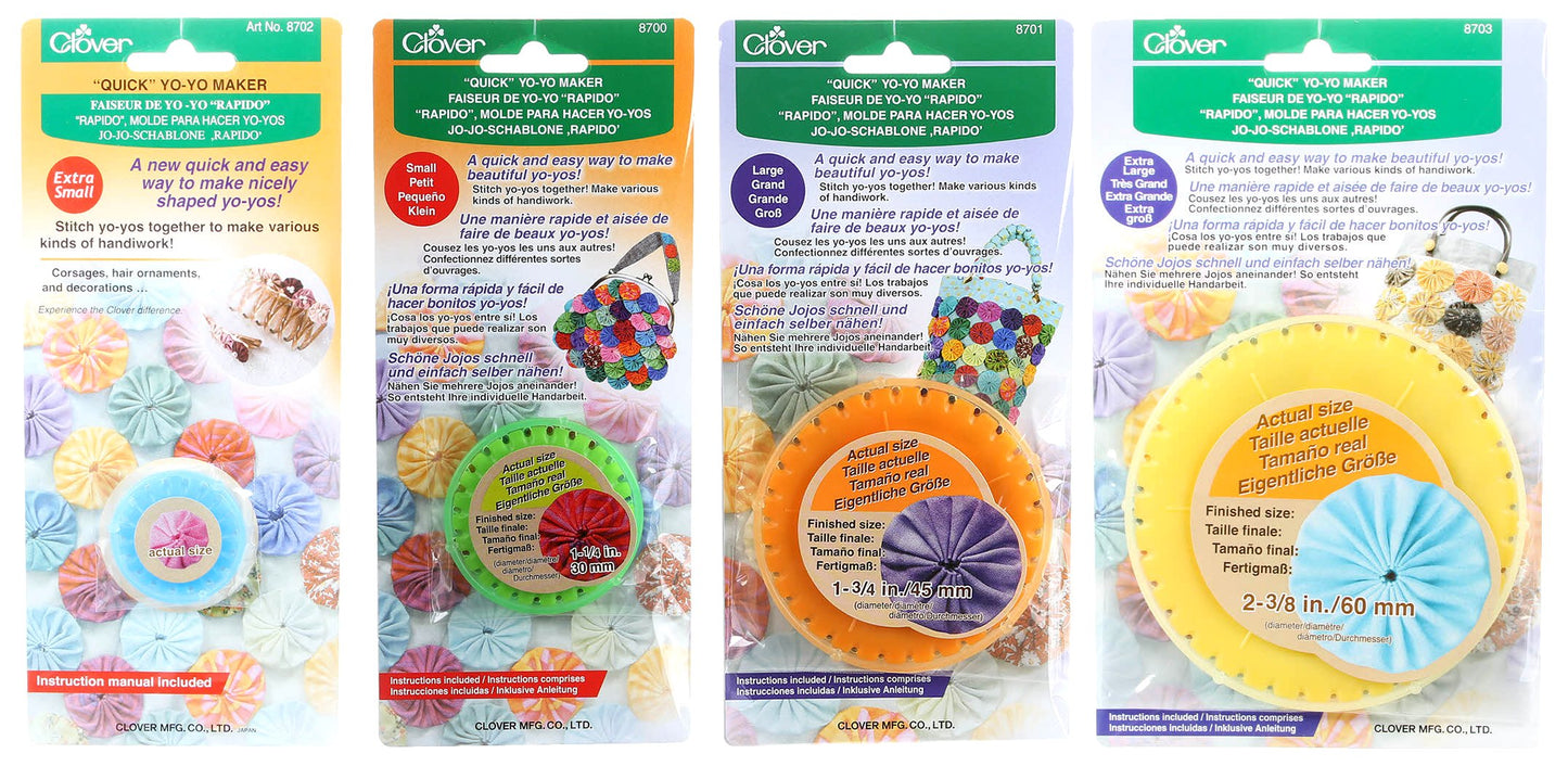 Bundle of Four Quick Yo-Yo Maker Kits: Extra Small, Small, Large, and Extra Large Sizes