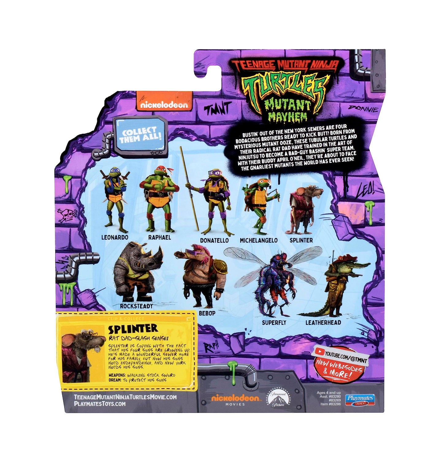 Teenage Mutant Ninja Turtles: Mutant Mayhem 4” Splinter Basic Action Figure by Playmates Toys
