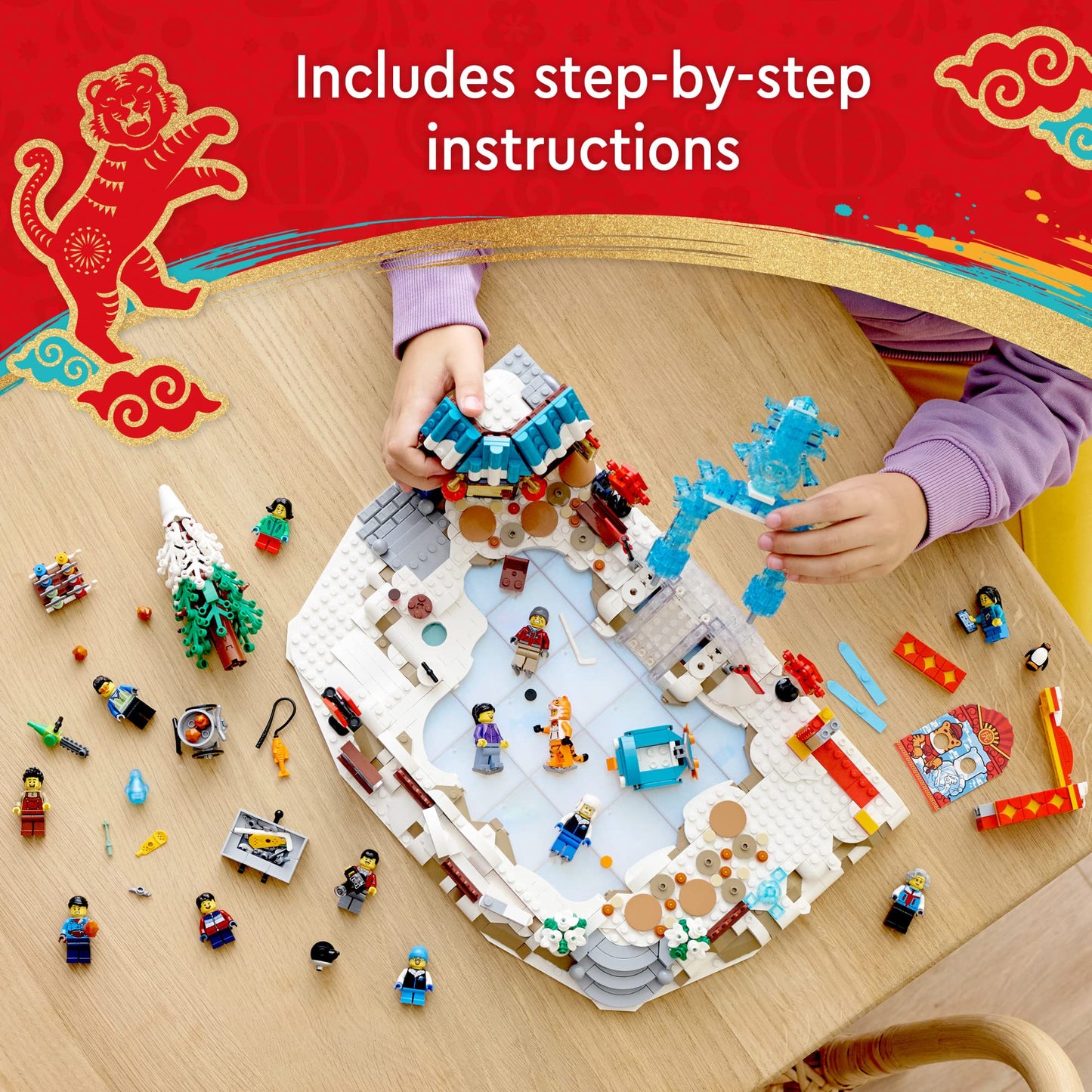 LEGO Lunar New Year Ice Festival 80109 Building Kit; Gift Toy for Kids Aged 8 and Up; Building Set Featuring a Detailed Winter Scene, Chun Ice