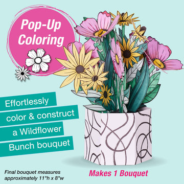 Faber-Castell Pop Up Coloring Bouquet: Wildflower - Crafts for Adults and Relaxation Gifts for Women | Craft Kits for Adults | Unique Gifts and DIY