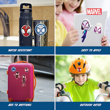 Marvel Spidey and His Amazing Friends Decals - Set of 12 Spidey, Spin, Ghost Spider Vinyl Stickers for Car Water Bottle Bike Helmet Laptop Skateboard