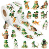 DSjuedui Easter Watercolor Animal Roll Stickers - 2000Pcs Spring Green Shamrock Dog Cat Birds Cartoon Stickers for Kids, Irish St Patrick's Day