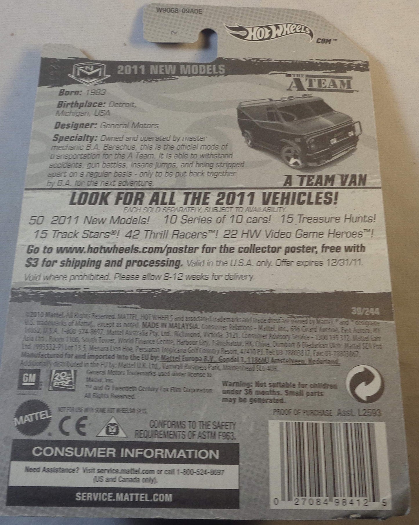 Hot Wheels 2011 A Team Van Black #39/244