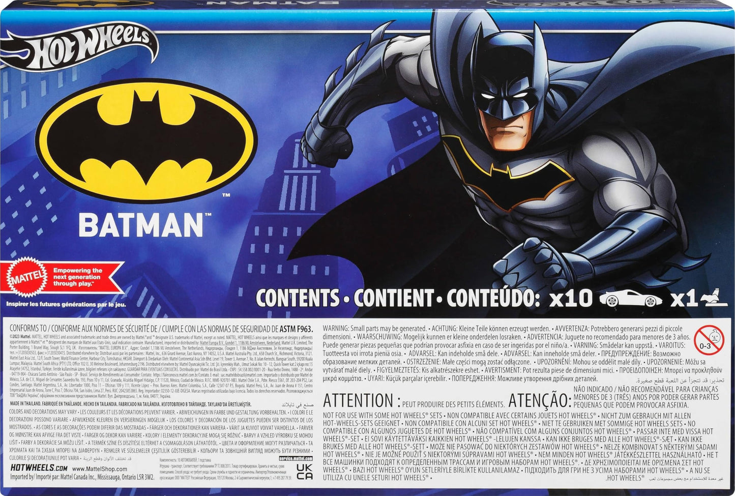 Hot Wheels Toy Cars, 10-Pack of Batman-Themed 1:64 Scale Die-Cast Vehicles, Popular Hero, Sidekick & Villain Castings from The Global Franchise