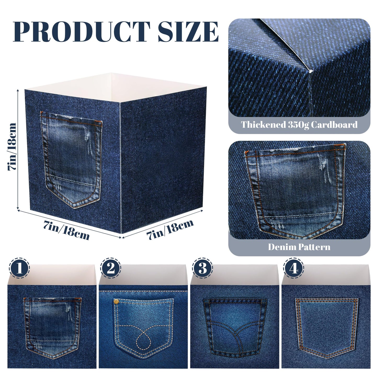 MegaCastle 12 Pack Denim and Diamonds Centerpieces Denim Party Decorations Blue Jean Baby Cowboy Baby Shower Decorations Denim Baby Shower Decorations