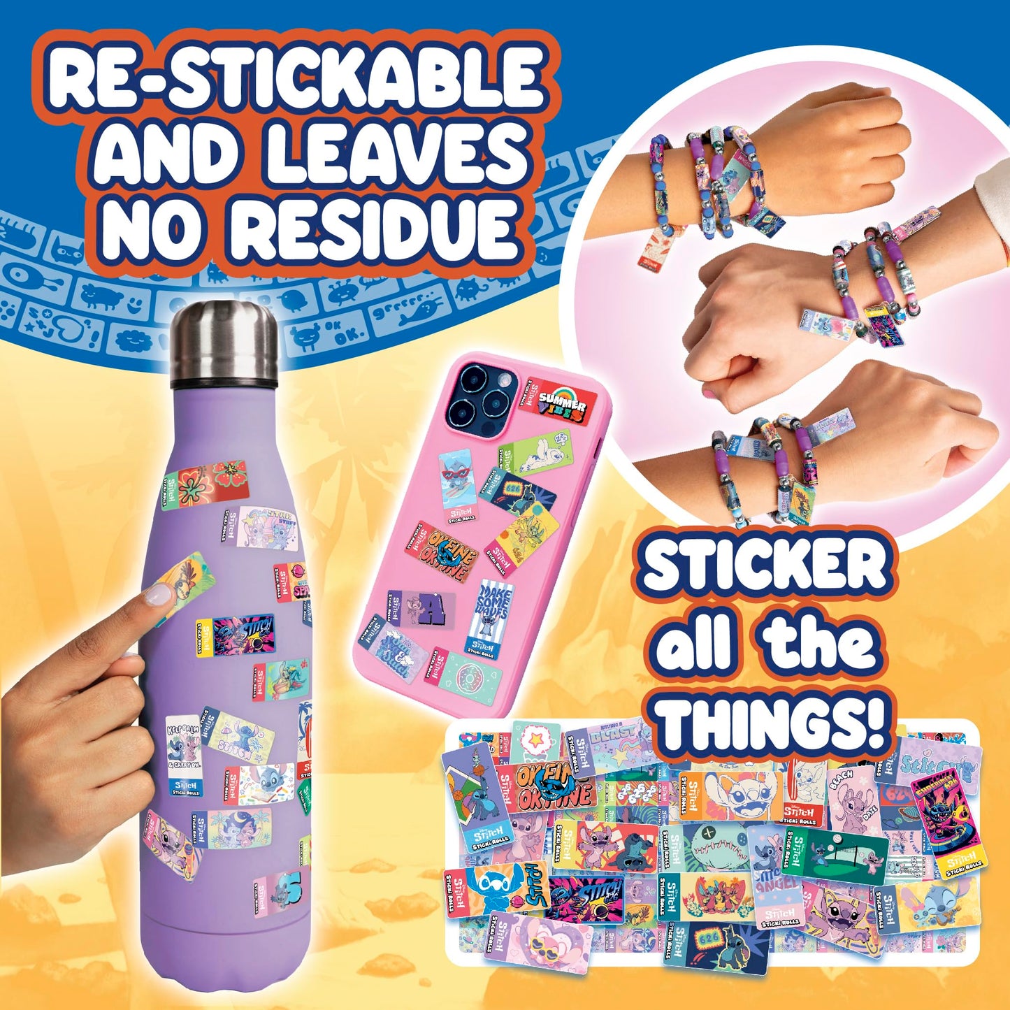 Sky Castle Sticki Rolls Stitch Pendant Pack | The Original Wearable Shareable Stickers with Toy Pendant and Bracelet | Collect and Share | Ages 5