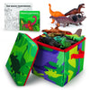 Boley Dino Play Mat and Toy Storage Box - 8 Piece Playset with Foldable Floor Playmat/Storage Box, Plastic Dinosaur Figures, and Dinosaur Books - Kids