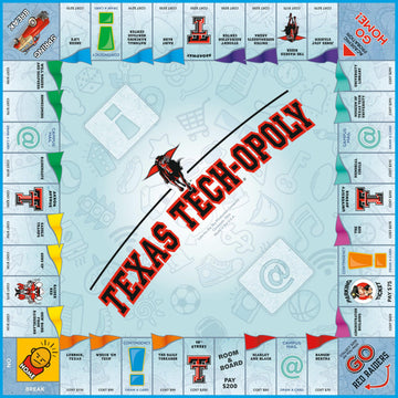 Late for The Sky Texas Tech-Opoly Board Game - Official University Campus Edition, Family Party Strategy Board Game for Adults and Kids, 2-6 Players
