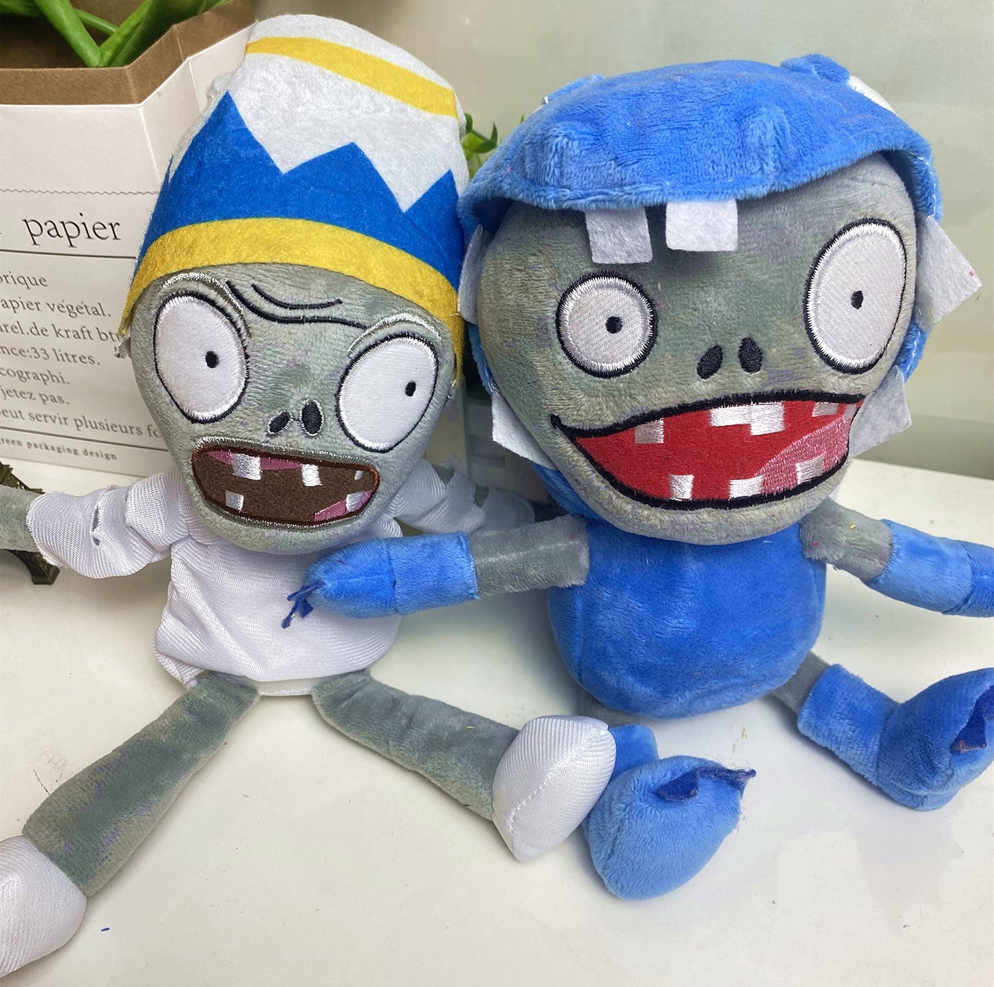 Suyudian 3 PCS PVZ Plant and Zombies Plush Sets Toys Stuffed Soft PVZ Figure Doll Jester, Barrel, Dolphin Rider Zombies, Great Gifts for Boys