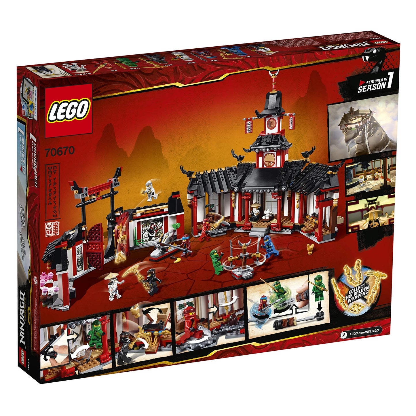 LEGO NINJAGO Legacy Monastery of Spinjitzu 70670 Battle Toy Building Kit Includes Ninja Toy Weapons and Training Equipment for Creative Play (1,070