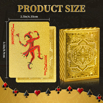 Gold Playing Cards, Plastic Playing Cards Waterproof, Deck of Cards, Standard Playing Card for Adults, Cool Premium Poker Card Set for Family Game