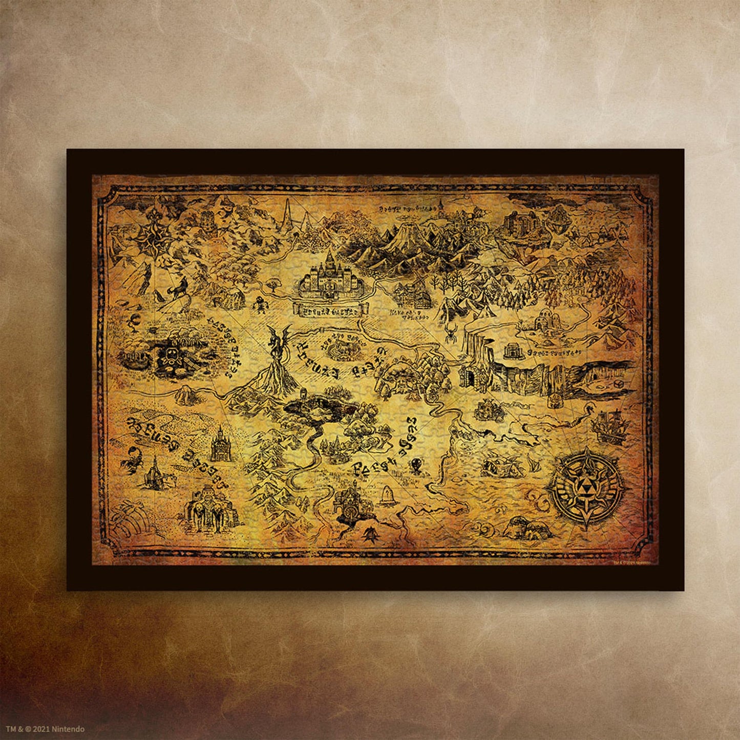 The Legend of Zelda Hyrule Map 1,000 Piece Jigsaw Puzzle | Collectible Puzzle Featuring Stylized Hyrule Map from The Legend of Zelda Video Games |