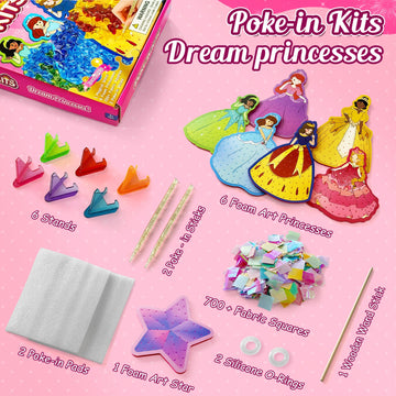 ZUNIRA Poke Art Kits Dream Princess Mess-Free DIY Crafts for Kids Ages 3+