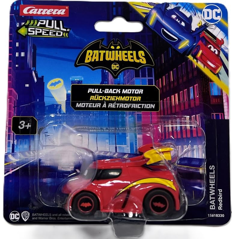 Carrera Pull & Speed 15818403 Official Licensed Kids Batwheels Toy Car Pull Back Vehicle for Ages 3 and Up - Redbird
