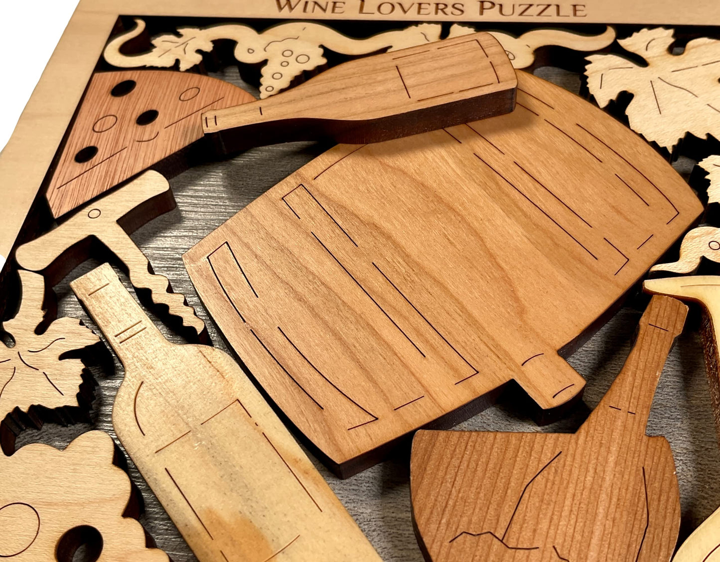 Wine Lovers Puzzle - Wine Room and Bar Decor - Gift for Him and Her - Wooden Brain Teaser
