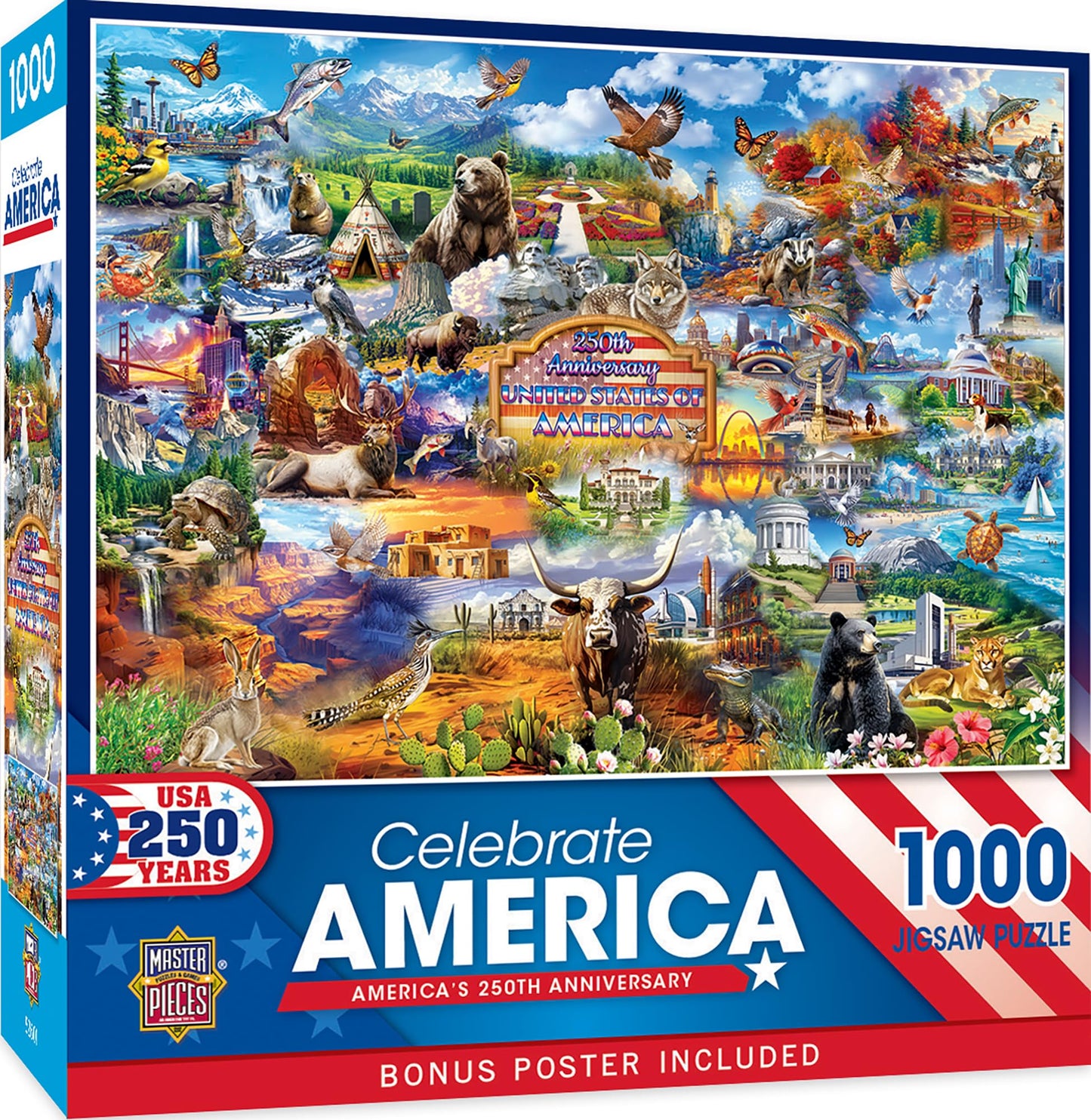 MasterPieces 1000 Piece Jigsaw Puzzle For Adults, Family, Or Youth - Celebrate America - America's 250th Anniversary - 19.25"x26.75"