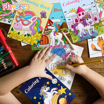 Playbees Unicorn Coloring Books - 20 Pack - Kids Princess Party Favors Boys & Girls, Educational Art Gifts, and Creative Learning Tools for Kids Ages