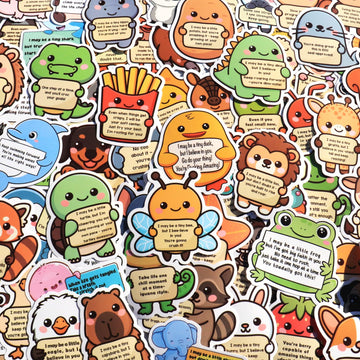100PCS Emotional Support Animal Stickers by Puraesla- Affirmation Sticker Pack for Adults or Kids Cute Inspirational Buddies for Water Bottles