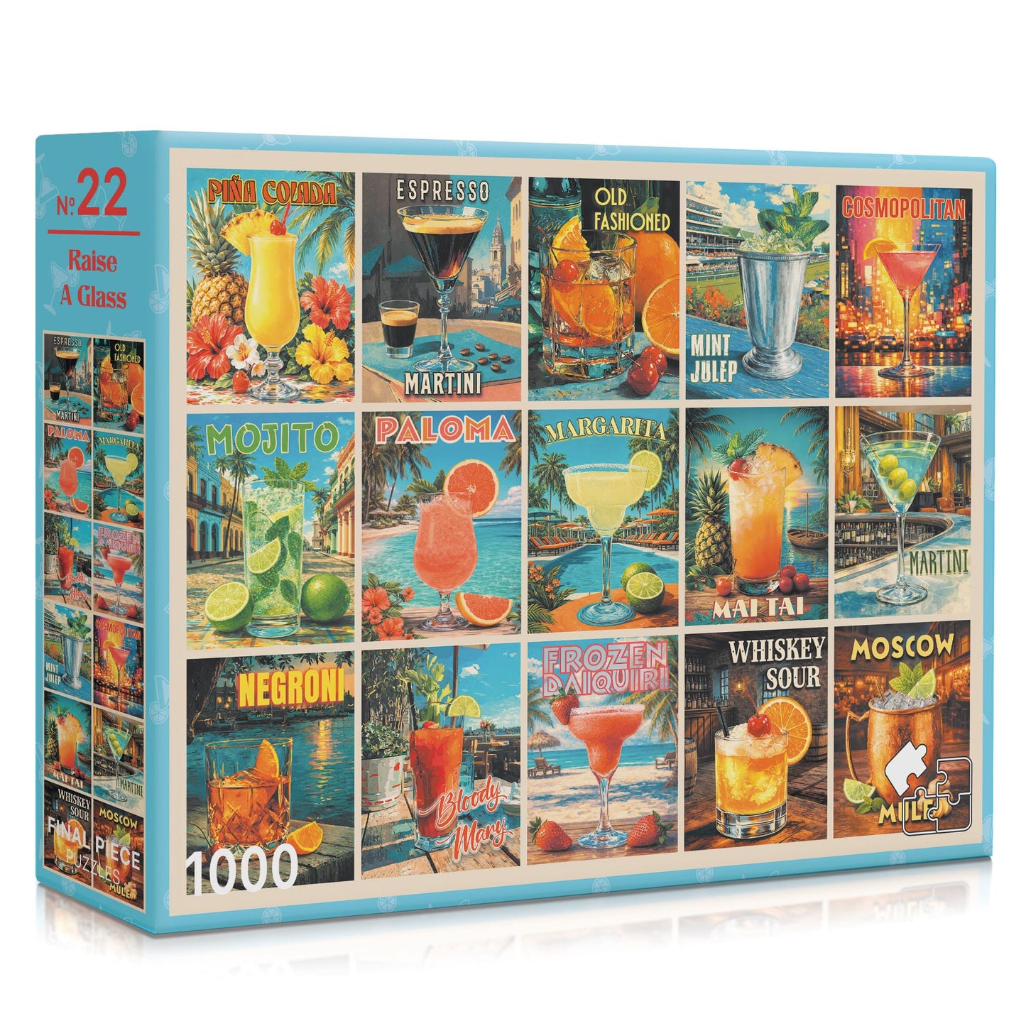 Raise A Glass (No. 22) - 1000 Piece Drinks Jigsaw Puzzle for Adults | Printed in USA | Satin Low-Glare Finish | Random Ribbon Cut | Bonus Poster |