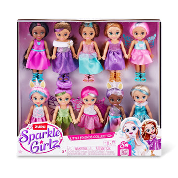 Sparkle Girlz-Dolls-4.7"-Fantasy Little Friend Collection Set of 10 by ZURU, Perfect Girls for Kids 3 Years Old and Up