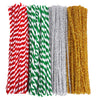 Livder 400 Pieces Christmas Pipe Cleaners Chenille Stem, Red Green Glitter DIY Art Crafts, 4 Colors