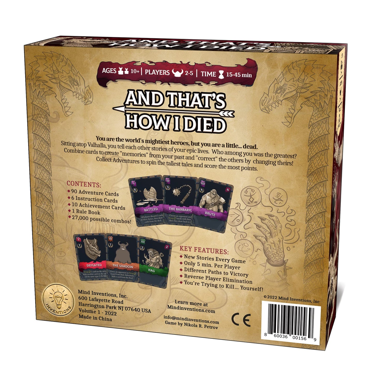Mind Inventions And That's How I Died - Card Game for Adventuring, Boasting and Dying in Style, Ages 10+